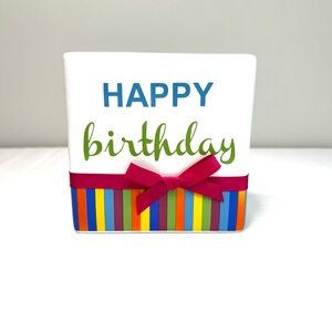FTD Happy Birthday Ceramic Vase Planter Container Holder 6" x 3" Gift Bag